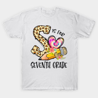 K Is For Seventh Grade Teacher Leopard First Day Of School T-Shirt